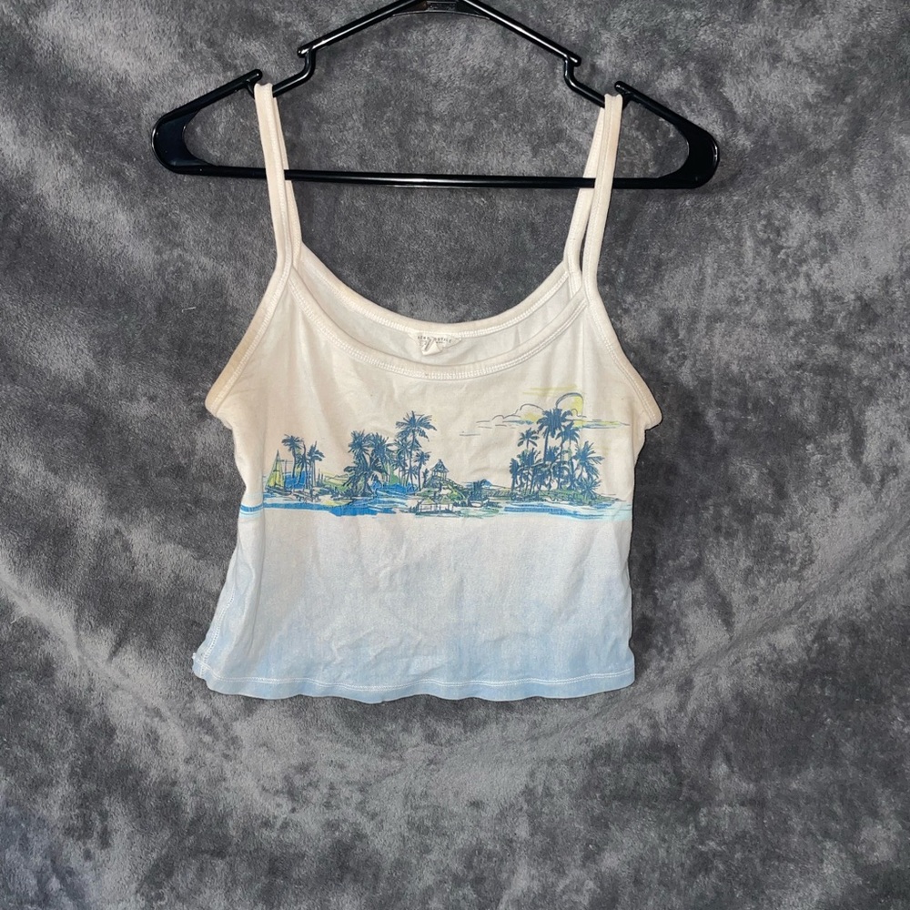 Aeropostale Cream and Blue Fitted Crop Camisole